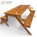 Ver imagem 7 de Banco que Vira Mesa 6 Lugares em Madeira Maciça Mel