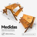Ver imagem 4 de Banco que Vira Mesa 6 Lugares em Madeira Maciça Mel