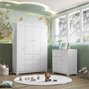 Ver imagem 1 de Quarto Infantil Duda 100% Mdf Roupeiro 4 Portas + Cômoda 3 Gavetas - Phoenix Baby