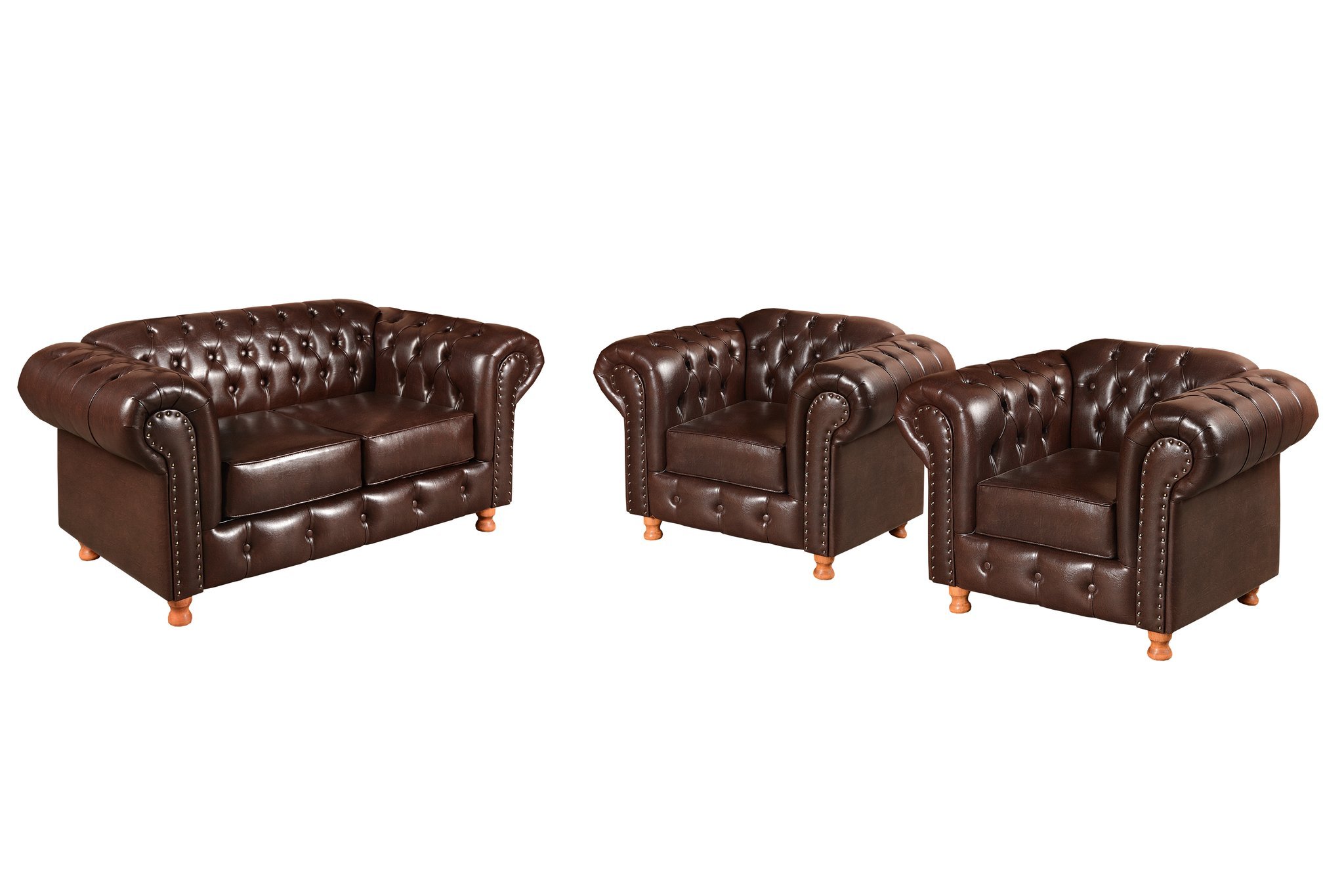 Conjunto de Sofá Luís Xv 2 Lugares + 2 Poltronas Chesterfield Capitonê - 2