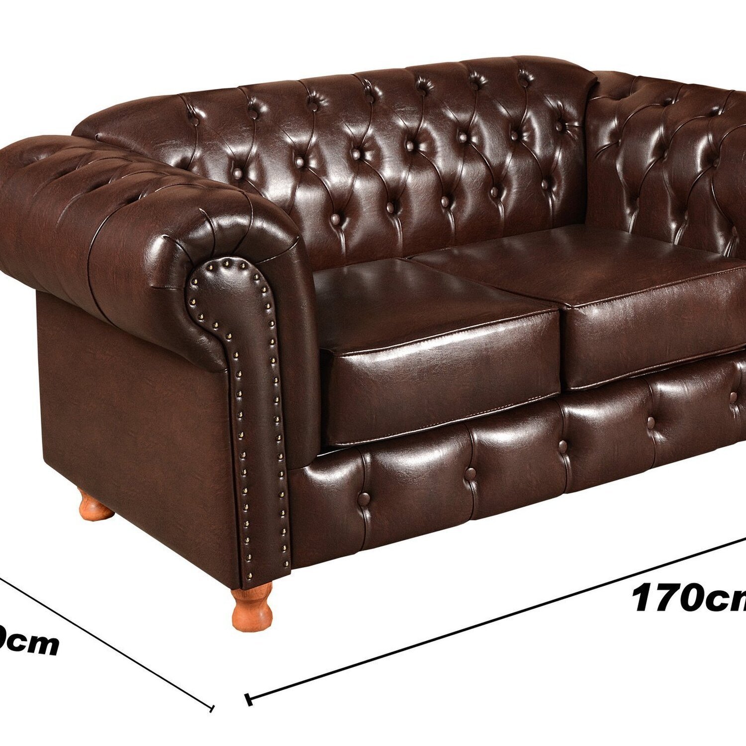 Conjunto de Sofá Luís Xv 2 Lugares + 2 Poltronas Chesterfield Capitonê - 3