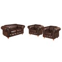 Ver imagem 2 de Conjunto de Sofá 2 Lugares e 2 Poltronas Retrô Couro Sintético Café Luis Xv Chesterfield 170cm