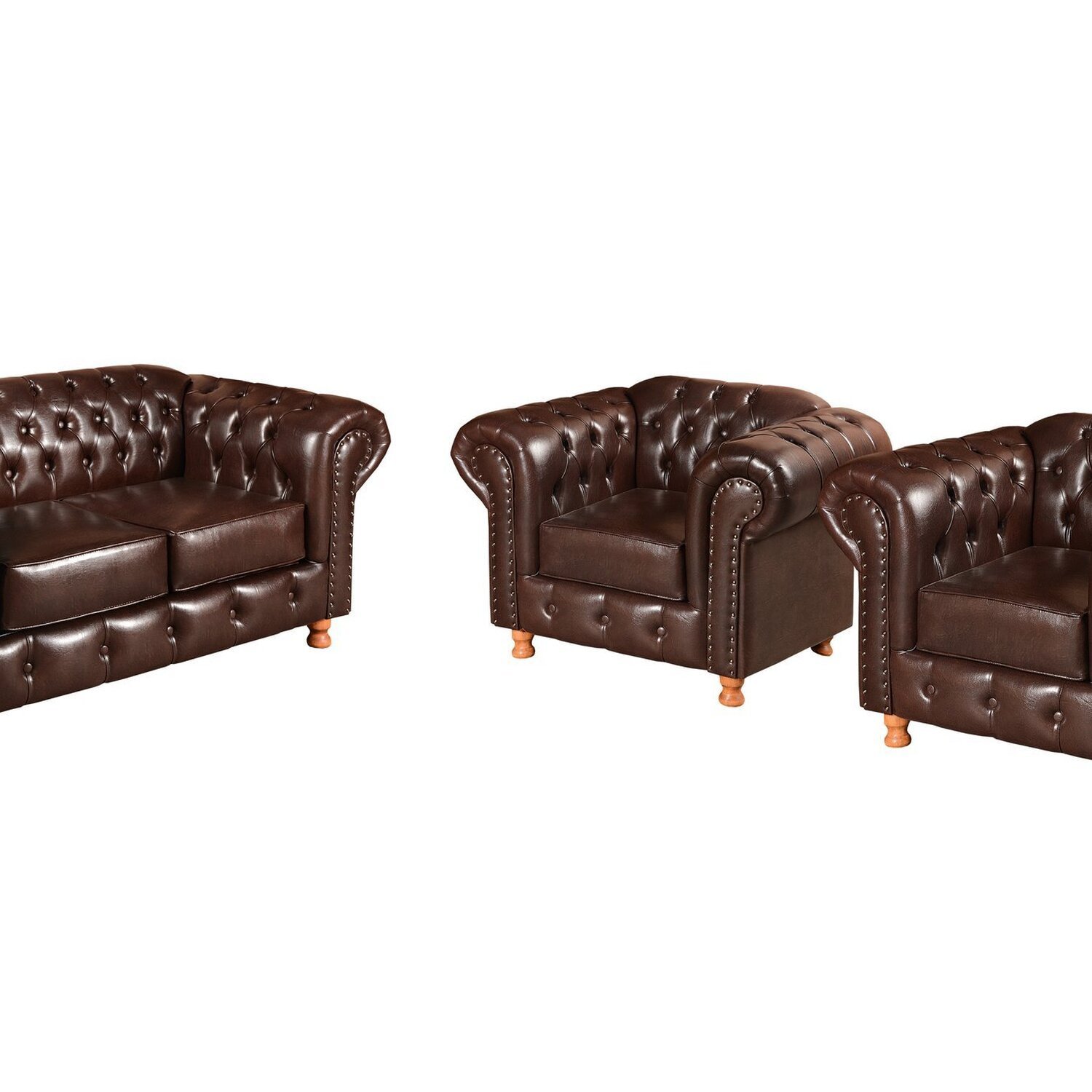 Conjunto de Sofá Luís Xv 2 Lugares + 2 Poltronas Chesterfield Capitonê - 2