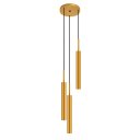 Ver imagem 1 de Luminária de Teto Pendente Tubo Triplo Sala Lavabo Dourado