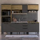 Ver imagem 1 de Cozinha Modulada 5 Peças 2 Aéreos 2 Balcões 1 Torre Quente Magnólia Yescasa Marrom/Mel/Grafite