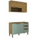 Ver imagem 2 de Conjunto de Cozinha Modulada 2 Peças 1 Aéreo e 1 Balcão Magnólia Yescasa Marrom/Mel/Verde