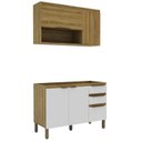 Ver imagem 2 de Cozinha Modulada 2 Peças com 1 Aéreo e 1 Balcão Magnólia Yescasa Marrom/Mel/Branco