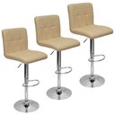 Ver imagem 1 de Kit 3 Banquetas Confort Gomos Estofada Couro Giratória C/ Regulagem Bege