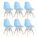 Ver imagem 1 de Kit - 6 X Cadeiras Charles Eames Eiffel Dsw - Base de Madeira Clara - Azul Claro Multicolorido