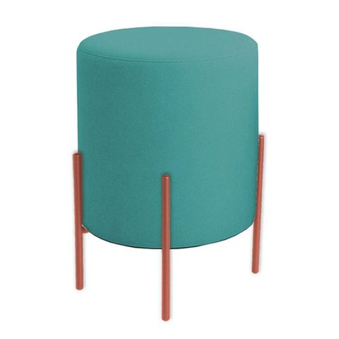 Puff Orgânico Veludo Thor com Pés de Ferro Rosê - 7 Decor Azul Turquesa