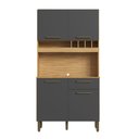 Ver imagem 2 de Cozinha Compacta Pinot 4 Portas 1 Gaveta 100% MDF Chumbo/Amêndoa - Rio Doce