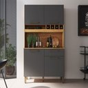 Ver imagem 1 de Cozinha Compacta Pinot 4 Portas 1 Gaveta 100% MDF Chumbo/Amêndoa - Rio Doce