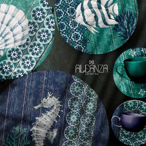 Jogo de Sobremesa Acqua Fish Alleanza com 6 Pratos - 1ª Linha