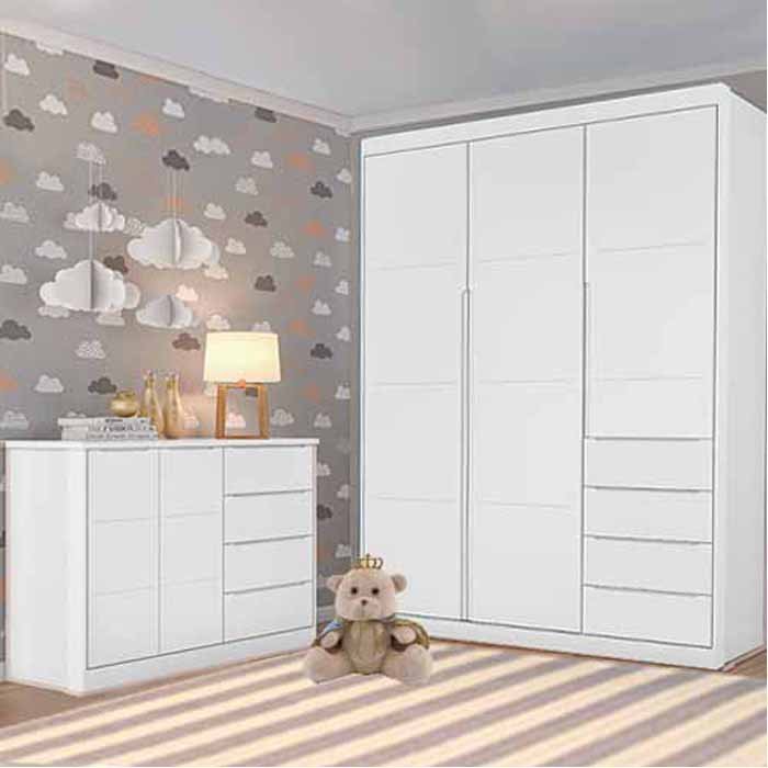 Jogo de Quarto Infantil Completo Pérola Branco Phoenix Baby