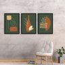Kit 3 Quadros Boho Verde Musgo e Terracota 24x18cm:madeira Preta - 1