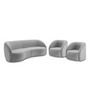 Ver imagem 2 de Conjunto Sofá Sala de Estar Bipartido 318cm e 2 Poltronas Clarke Veludo Cinza G45 - Gran Belo