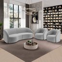 Ver imagem 1 de Conjunto Sofá Sala de Estar Bipartido 318cm e 2 Poltronas Clarke Veludo Cinza G45 - Gran Belo