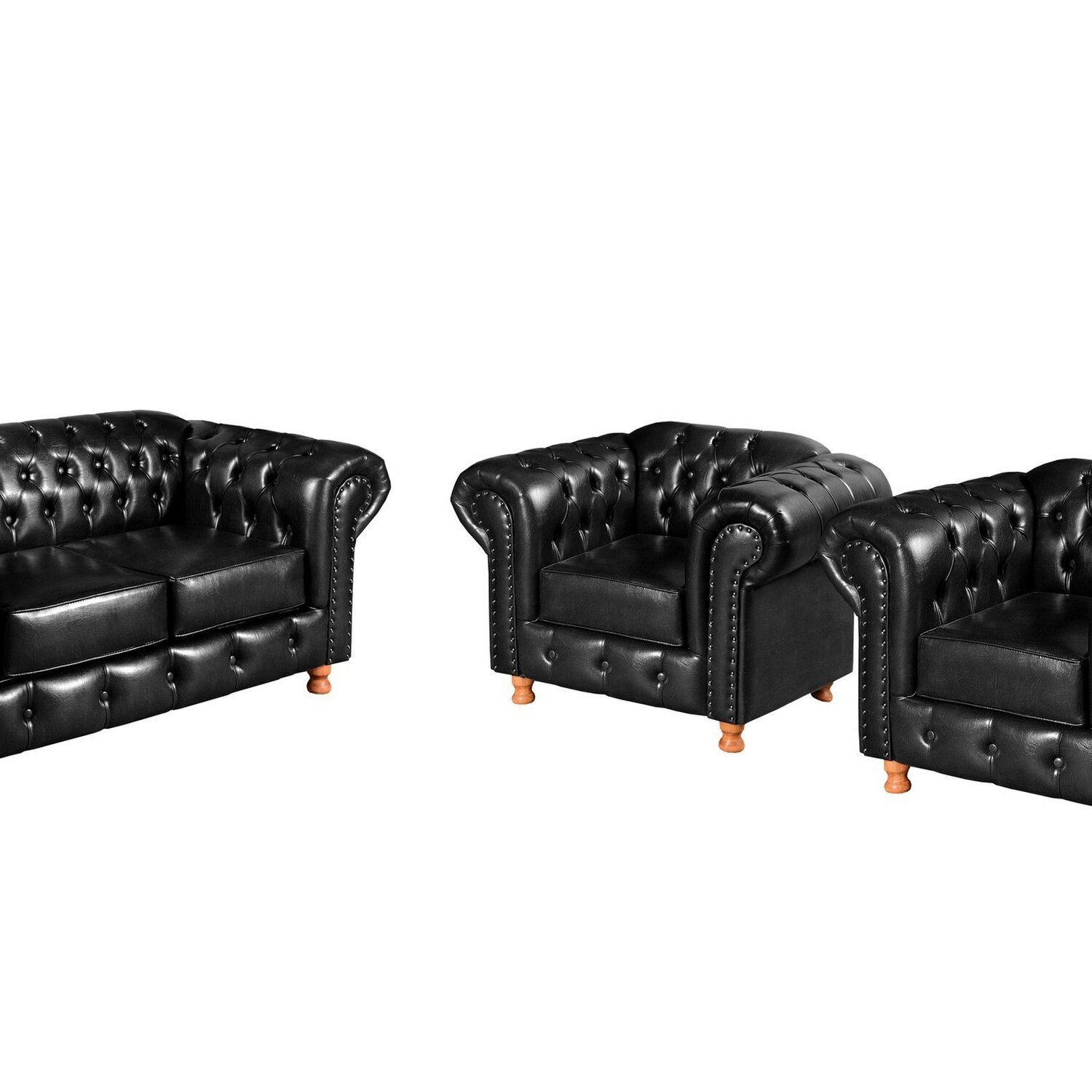 Conjunto de Sofá Luís Xv 2 Lugares + 2 Poltronas Chesterfield Capitonê - 2