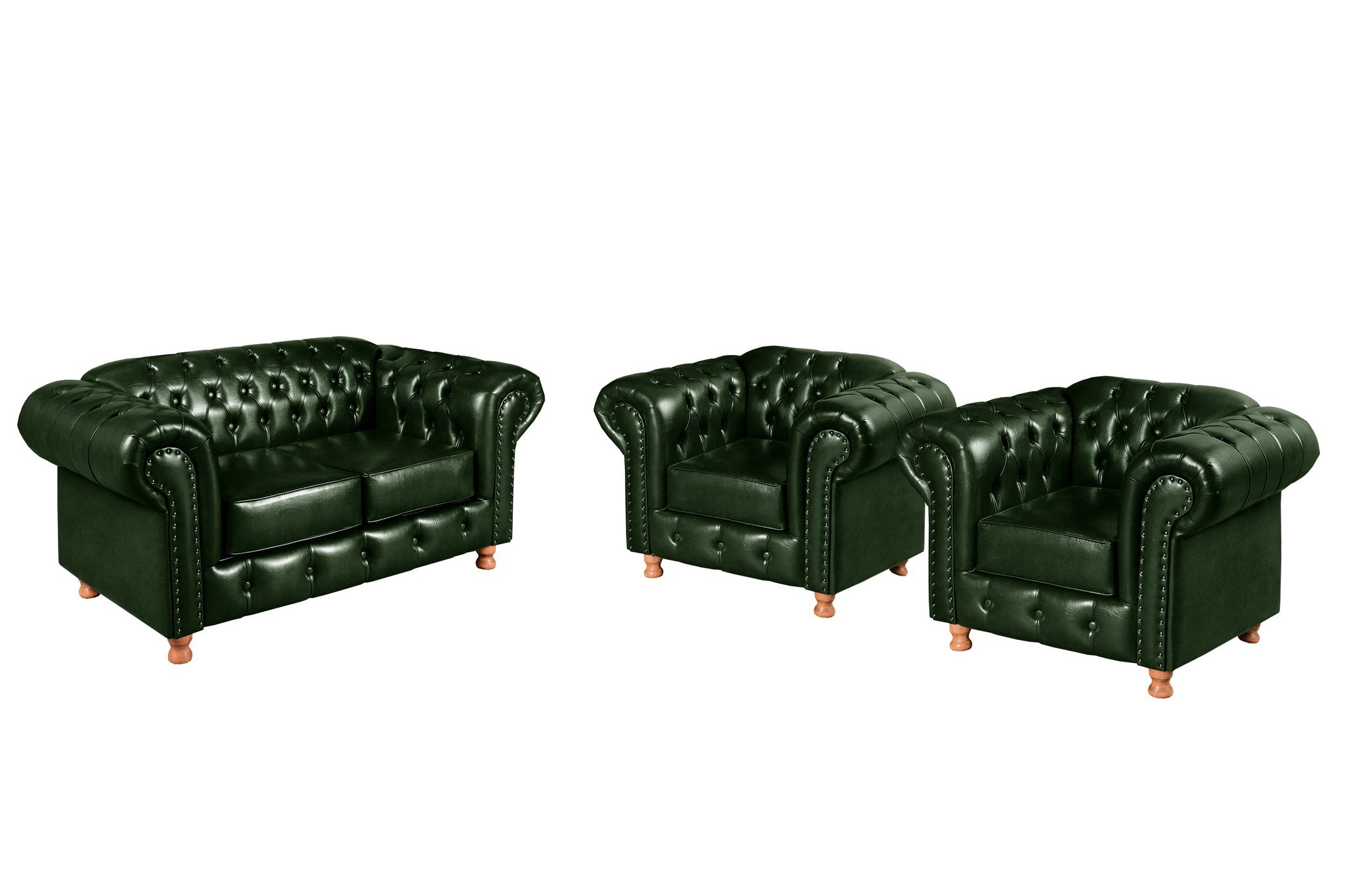 Conjunto de Sofá Luís Xv 2 Lugares + 2 Poltronas Chesterfield Capitonê - 2