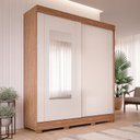 Ver imagem 1 de Guarda-Roupa 183cm 2 Portas de Correr com Espelho e Pés 100% MDF Bonito Espresso Móveis Off White/Cinamomo