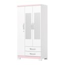 Ver imagem 2 de Guarda-Roupa 3 Portas 2 Gavetas com Espelho Açaí Branco/Rosa Chá