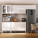 Ver imagem 1 de Cozinha Modulada Compacta em Aço 4 Peças 12 Portas 2 Gavetas Paneleiro Nicho Forno Renova Itatiaia Branco