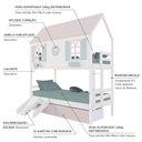 Ver imagem 4 de Beliche Casinha Bela com Coração 2 Gavetas Rosa Kit Escada/escorregador - Madeira Maciça Branco/