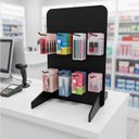 Ver imagem 6 de Expositor de Balcão Preto 30x20x15cm + 8 Ganchos Aço e Suporte 3D