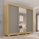 Ver imagem 1 de Guarda-Roupa Casal com Pés e Espelho 3 Portas 4 Gavetas 100% MDF Ipanema Cinza/Jequitibá/Granizo