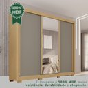 Ver imagem 7 de Guarda-Roupa Casal com Pés e Espelho 3 Portas 4 Gavetas 100% MDF Ipanema Cinza/Jequitibá/Granizo