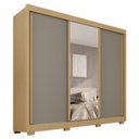 Ver imagem 2 de Guarda-Roupa Casal com Pés e Espelho 3 Portas 4 Gavetas 100% MDF Ipanema Cinza/Jequitibá/Granizo