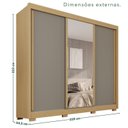 Ver imagem 3 de Guarda-Roupa Casal com Pés e Espelho 3 Portas 4 Gavetas 100% MDF Ipanema Cinza/Jequitibá/Granizo