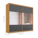 Ver imagem 3 de Guarda Roupa Casal Vila Serena 2 Portas Correr 4 Gavetas MDF com Espelho Naturalle-Grafite Framar