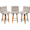 Ver imagem 2 de Kit 3 Banqueta Grace para Cozinha Gourmet ou Balcão Área Gourmet Pés Palito Tecido Corino