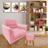 Poltrona Decorativa Beatriz Rosa + Puff Redondo - 1