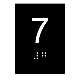 Kit 10 Placas Braile Ps do 7° Andar Elevador Preto - 1