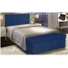 Kit Painel Cabeceira de Cama Box Solteiro com Recamier Ayumi 90 Cm Corino Azul Marinho - 3