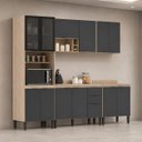 Ver imagem 1 de Cozinha Modulada 5 Peças 13 Portas 2 Gavetas Firenze Avena / Grafito Demóbile