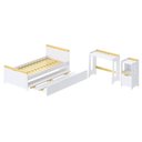 Ver imagem 2 de Conjunto Quarto Completo Bicama com LED, Escrivaninha e Estante Petit Casatema MadeiraOriginals Branco/Mel