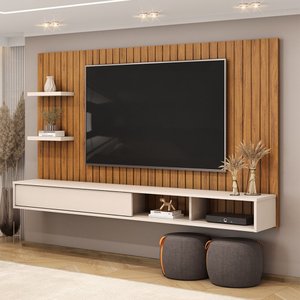 Painel para Tv até 60 Polegadas 1 Porta Friz Freijó Off White Dj Móveis