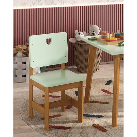 Cadeira Infantil Sofia Madeira Maciça e MDF Verde/Mel