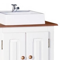 Gabinete para Banheiro 2 Portas com Cuba e Espelheira Dália 3057 - Branco/imbuia Glazer - 3