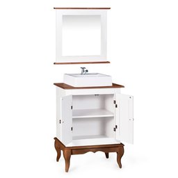 Gabinete para Banheiro 2 Portas com Cuba e Espelheira Dália 3057 - Branco/imbuia Glazer - 2