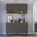 Ver imagem 1 de Cozinha Compacta Modulada com Tampo 2 Peças 1 Aéreo 1 Balcão New York Yescasa Marrom/Mel/Grafite