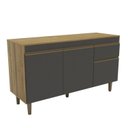Ver imagem 5 de Cozinha Compacta Modulada com Tampo 2 Peças 1 Aéreo 1 Balcão New York Yescasa Marrom/Mel/Grafite