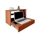 Ver imagem 2 de Escrivaninha Suspensa Bancada Compacta com Gaveta Mesa para Notebook Madeira Natural Curupixa