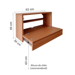 Escrivaninha Suspensa Bancada Compacta com Gaveta Mesa para Notebook Madeira Natural Curupixa - 5