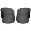 Ver imagem 2 de Kit 2 Poltronas Organica Beatriz Suede Cinza C/ Composê Corano Marrom - Lm Decor