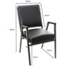 Poltrona para Auditório Hotel Igreja Restaurante Eventos com Reforço Empilhável Cor Preto 6 Unidades - 3