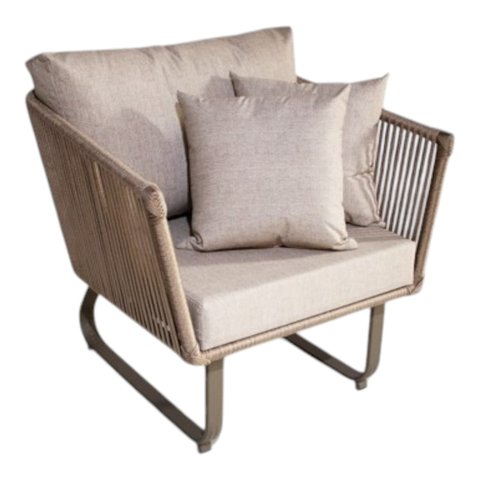 Poltrona em Corda Náutica Alumínio Tecido Impermeável